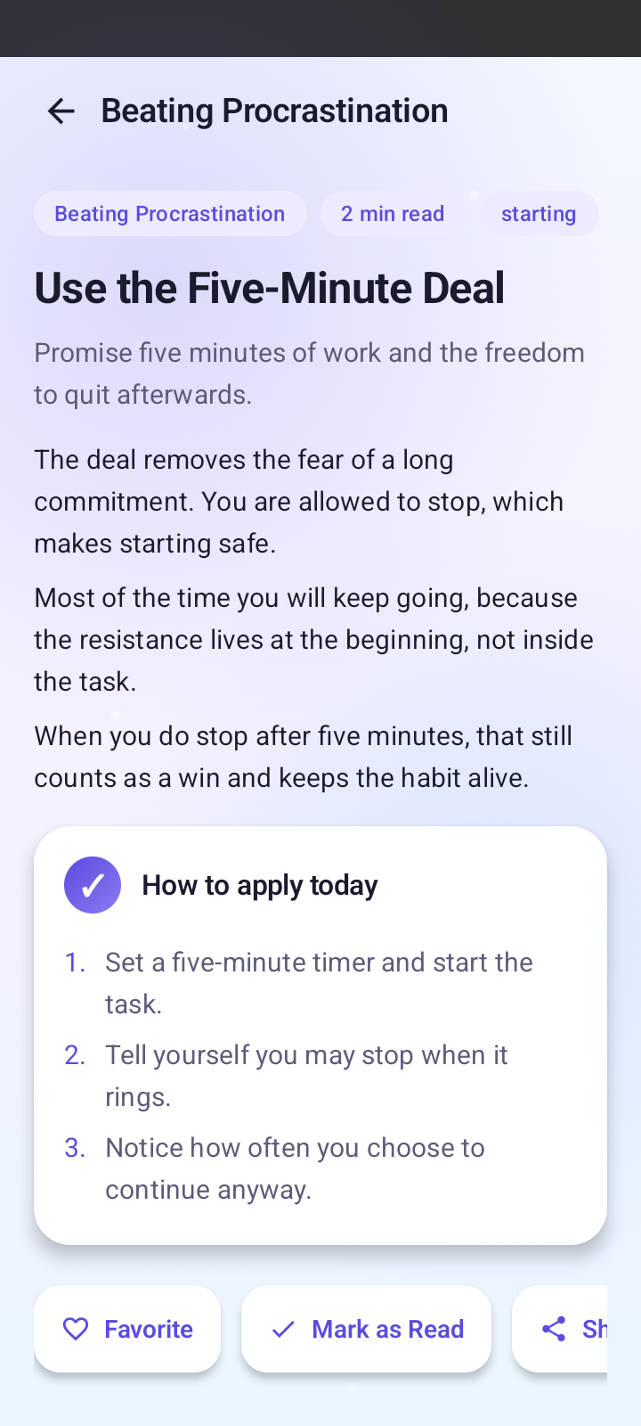 WhiteGuide Five-Minute Deal screen